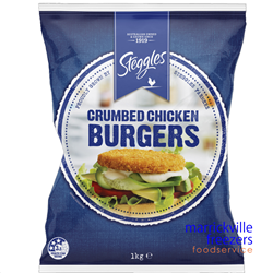 Chicken Burger Crumbed Steggles 6x1kg (Approx 72x85g)