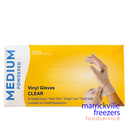 Gloves Vinyl Clear POWDERED Medium 100 Pivotal