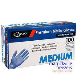 Gloves Nitrile Powder Free BLUE Medium Capri 100