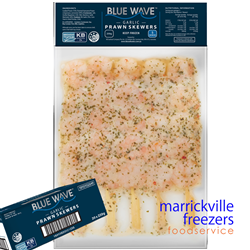 Prawn Skewers Garlic Marinade (20x250gm(5 Skewers to a pack))  5kg BLUE WAVE