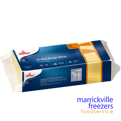 Cheese Hi Melt Burger Slices (72) 1.368kg Anchor 
