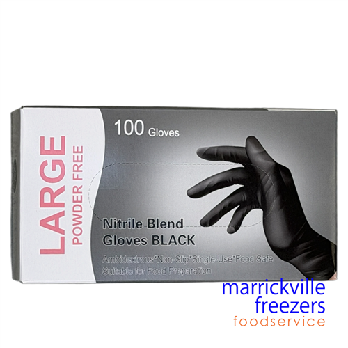 Glove Nitrile/Vinyl Powder Free Black Large 100 Pivotal