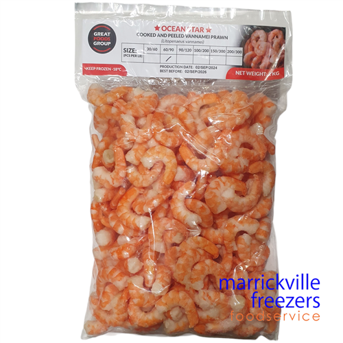 Prawns Vannemai Cooked and Peeled 60/90 1kg Ocean Star