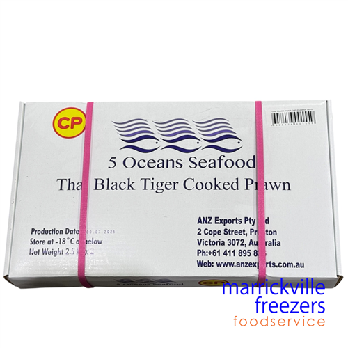 Prawns Whole Cooked BT 10/15 CP 5kg 5 Oceans