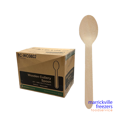 Spoon Wooden 160mm 100pc Enviro Choice 